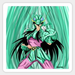 shiryu the dragon saint in shield armor Sticker